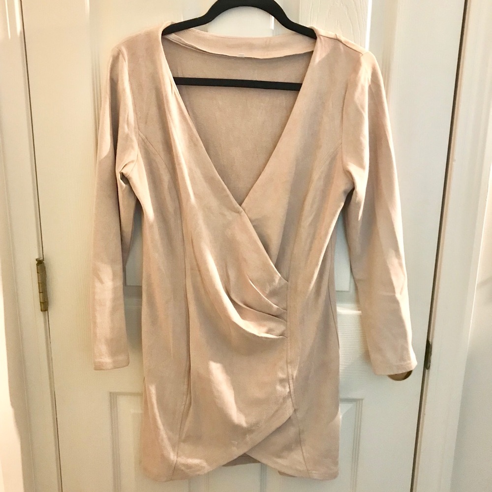 Suede bodycon dress.